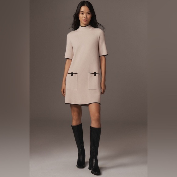 Anthropologie Dresses & Skirts - NWT! Anthropologie The Annalise Mock-Neck Mini Sweater Dress by Maeve - Large 🏀